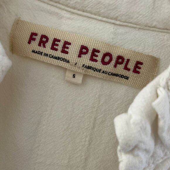 Free People White Arian Fringe Embroidered Military Style Jacket Sz Sm - Picture 4 of 10